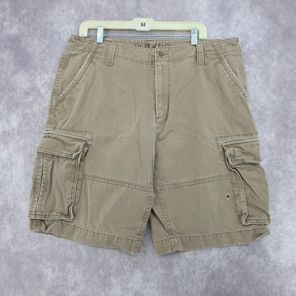 Old Navy Mens Cargo Shorts Sz 36W Khaki Tan Cotton Multi Pocket Utility Fits 38W